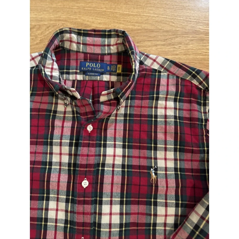 Polo Ralph Lauren Shirt Men's XL Classic Fit Multicolor Plaid Oxford Preppy EUC